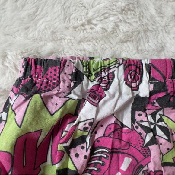 Handmade Bam! Roller Skate Pink Green Graphic Print Baby Girl bloomers shorts - Picture 4 of 7